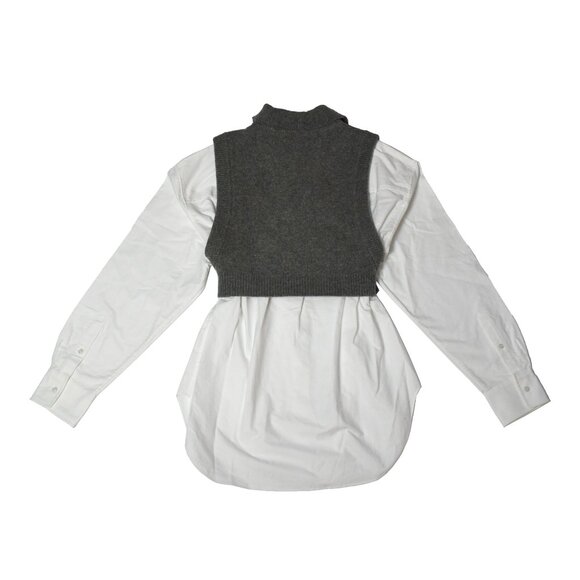 Alexander Wang Bi-Layer Merino Wool Blend Vested Oxford Shirt - Picture 2 of 2